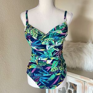 BLEU ROD BEATTIE ONE PIECE TROPICAL SWIMSUIT SZ 10 NEW